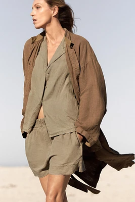 100% LINEN LONG OVERSHIRT ZW COLLECTION