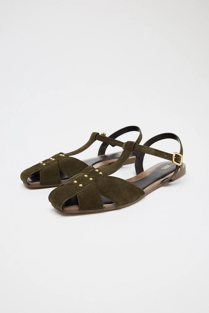 SPLIT LEATHER FISHERMAN SANDALS