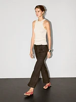 Pantalon kick flare 100 % lin