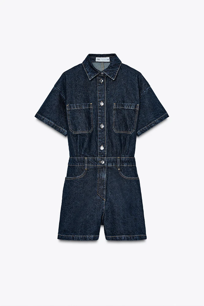 COMBINAISON COURTE EN DENIM Z1975 À MANCHES COURTES