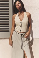LINEN HALTER TOP