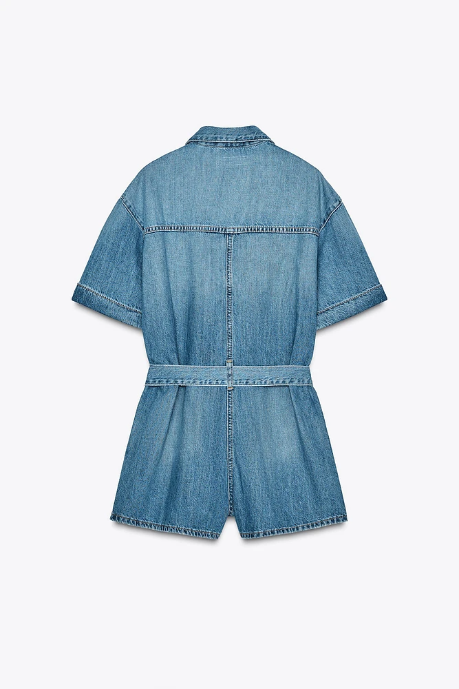 COMBI-SHORT EN DENIM TRF CEINTURE