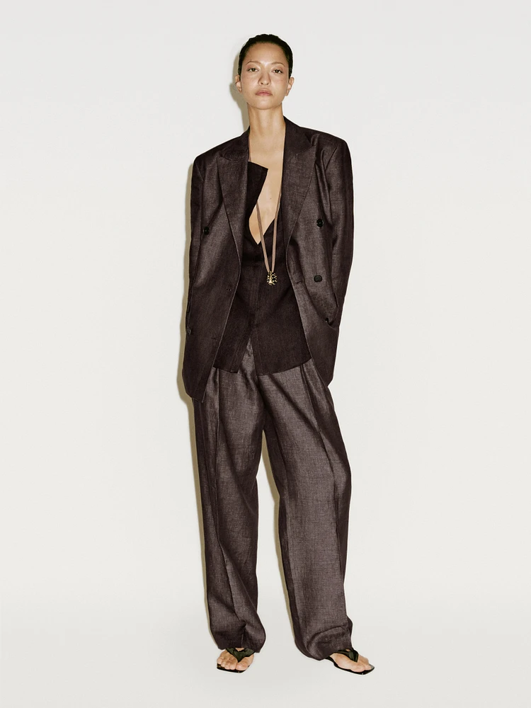 Pantalon à pince en lin chiné - Limited Edition