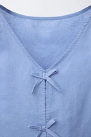 TOP EN COTON ET LIN AVEC LACETS
