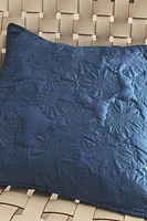 CONTRAST PILLOW SHAM FOR QUILT WITH RAISED FLORAL DESIGN