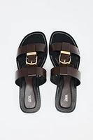 DOUBLE STRAP BUCKLE FLAT SANDALS