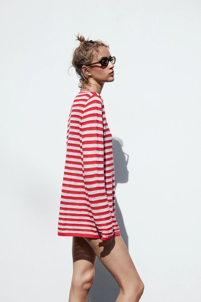PULL EN JERSEY À RAYURES