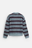 STRIPED BURSHED KNIT POLO