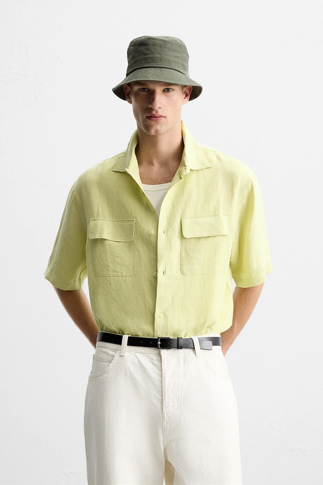 100% LINEN POCKET SHIRT