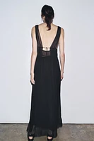 GEORGETTE DRESS WITH ELASTICATED RUCHING