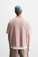 WASHED BOUCLÉ KNIT POLO SHIRT