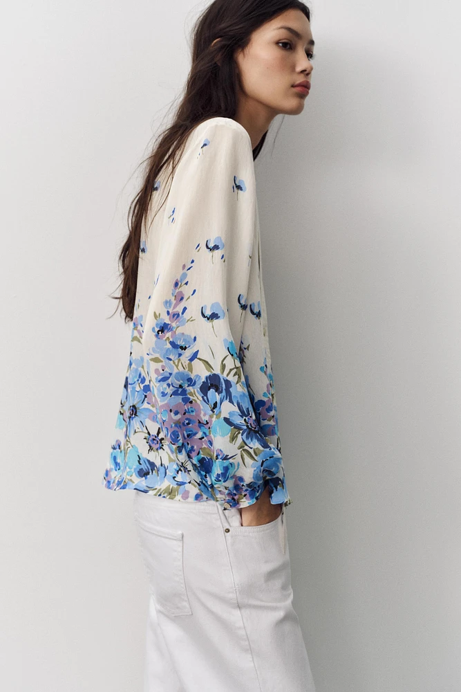 TIED PRINT BLOUSE