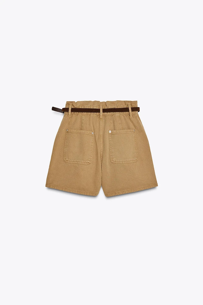 Z1975 DENIM PAPERBAG BELTED SHORTS