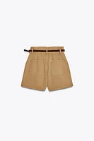 Z1975 DENIM PAPERBAG BELTED SHORTS