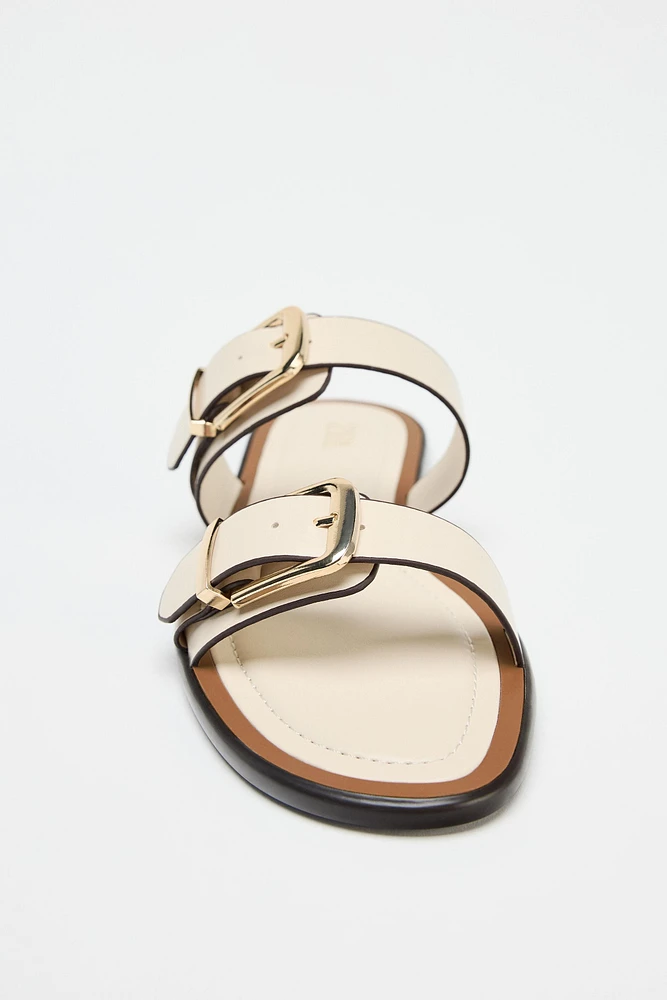 DOUBLE STRAP BUCKLE SANDALS