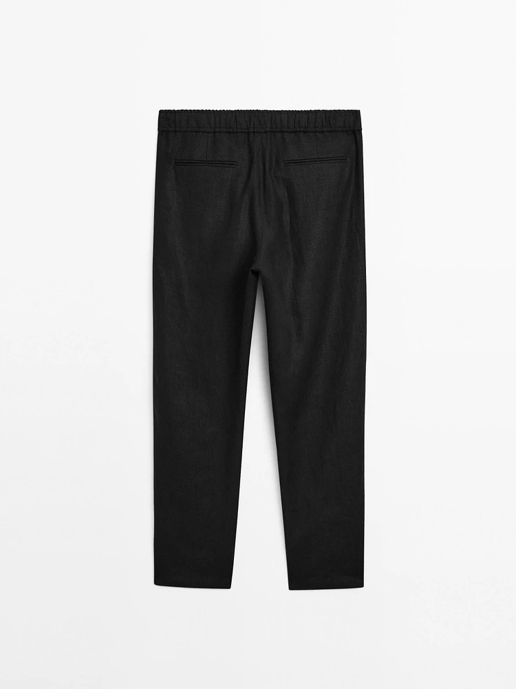 100% linen jogger trousers