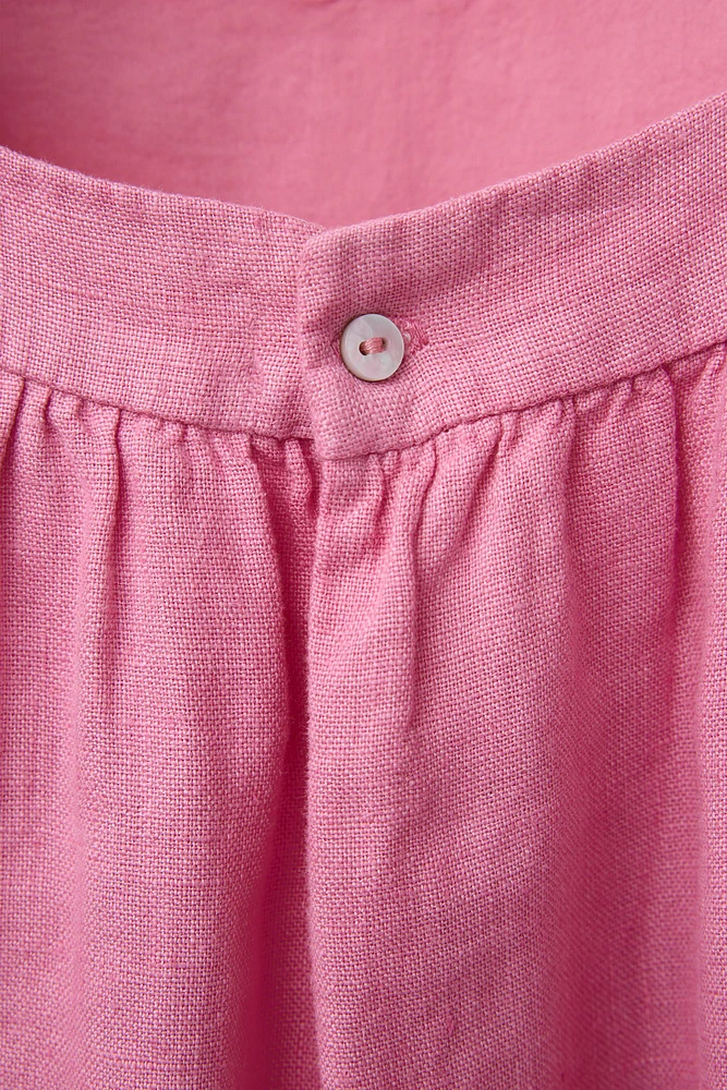 100% LINEN EMBROIDERED PATCH DRESS