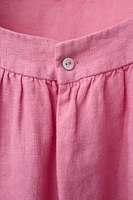 100% LINEN EMBROIDERED PATCH DRESS