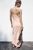 RUFFLED MIDI SLIP DRESS