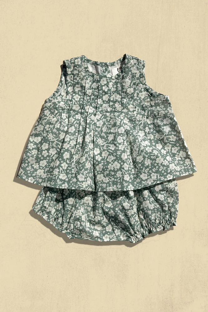 ENSEMBLE VÊTEMENTS BÉBÉ COTON FLEURS TROPICALES (LOT DE 2)