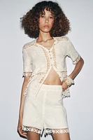 ZW COLLECTION COMBINATION CROCHET BLOUSE