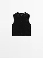Knit vest with embroidered detail