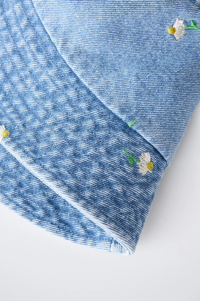 FLORAL DENIM BUCKET HAT