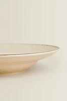 PORCELAIN PASTA PLATE WITH ANTIQUE FINISH RIM