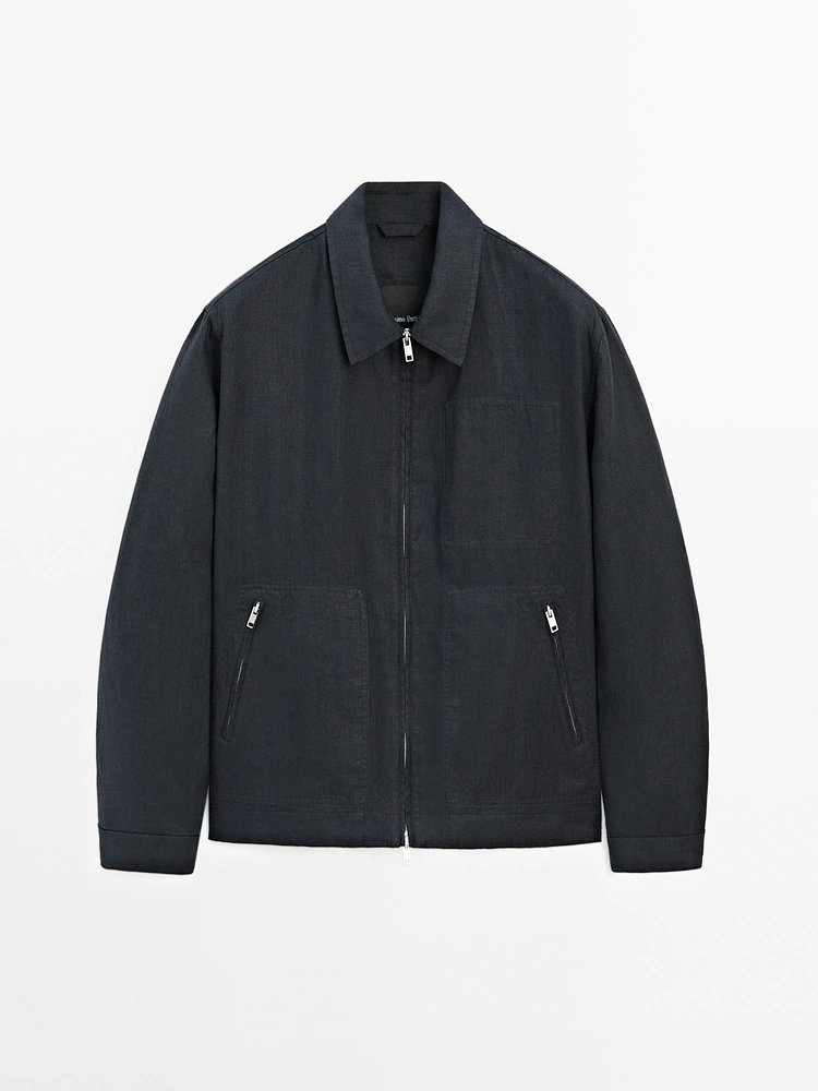 100% linen zip-up jacket