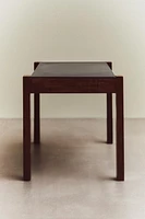 WOODEN LEATHER SIDE TABLE