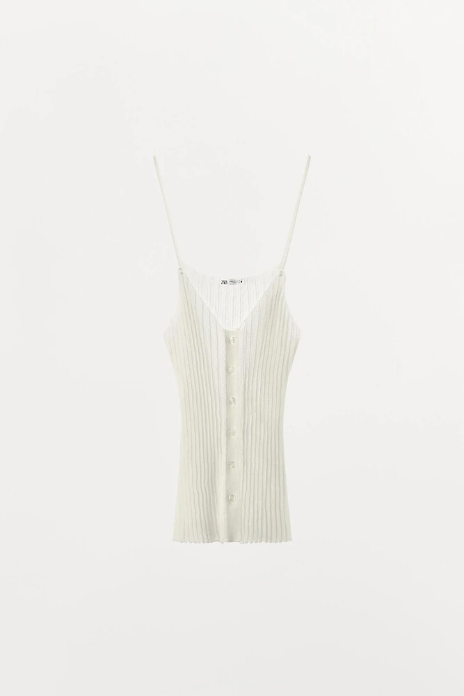 TOP EN MAILLE FINE PLISSÉE