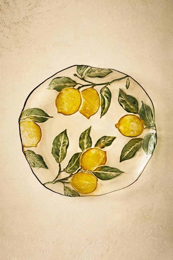 ASSIETTE DE PRÉSENTATION VERRE RECYCLABLE CITRONS