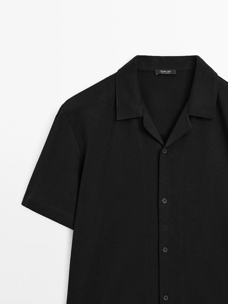 Linen blend short sleeve shirt