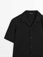 Linen blend short sleeve shirt