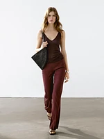 Openwork cotton blend strappy top