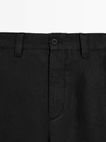 100% linen darted Bermuda shorts