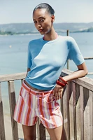 SHORT Z1975 MOM FIT TAILLE HAUTE RAYURES