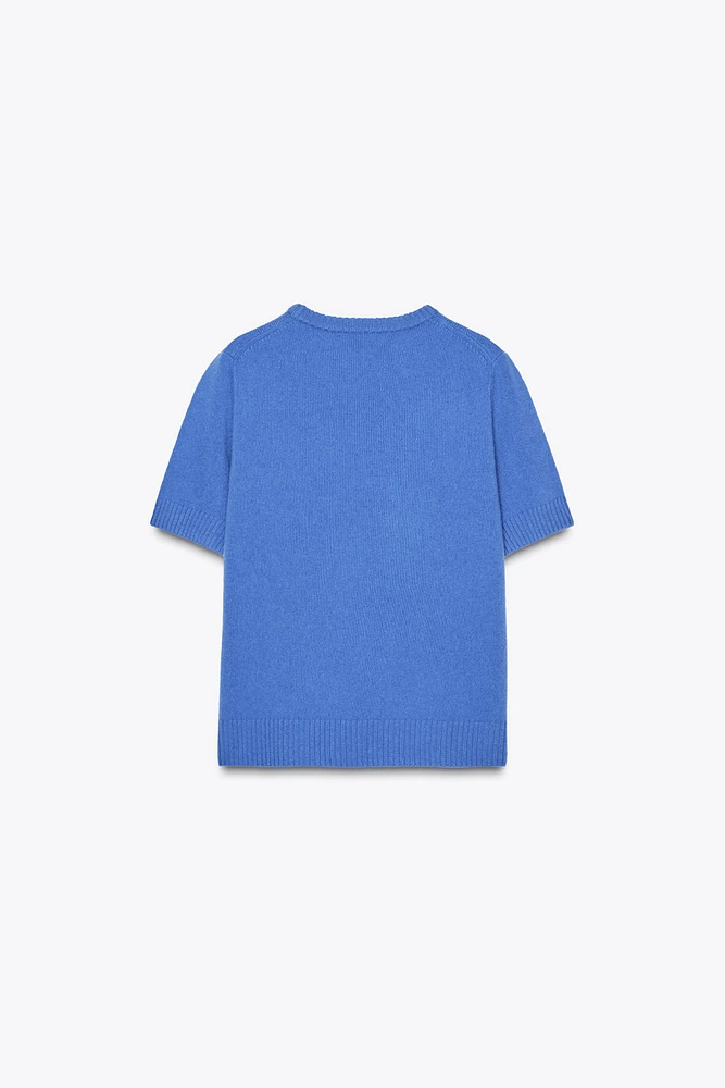 100% WOOL SHORT SLEEVE TOP