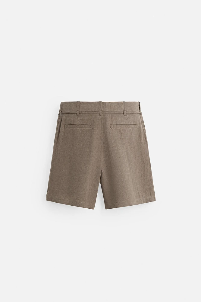 BERMUDA 100 % LIN CEINTURE