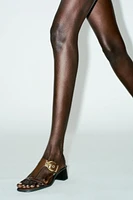 SANDALES EN CUIR À TALONS LARGES