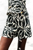 BERMUDA IMPRIMÉ TAILLE HAUTE AVEC LIN