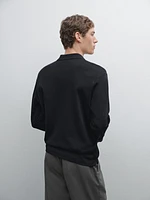 Knit cotton polo sweater