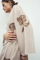 SILK KIMONO WITH EMBROIDERY AND BEADS