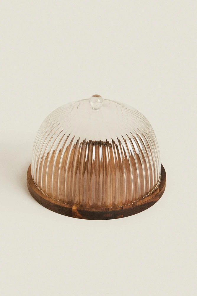 BOROSILICATE WOODEN CAKE DISH