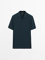 100% cotton textured knit polo shirt
