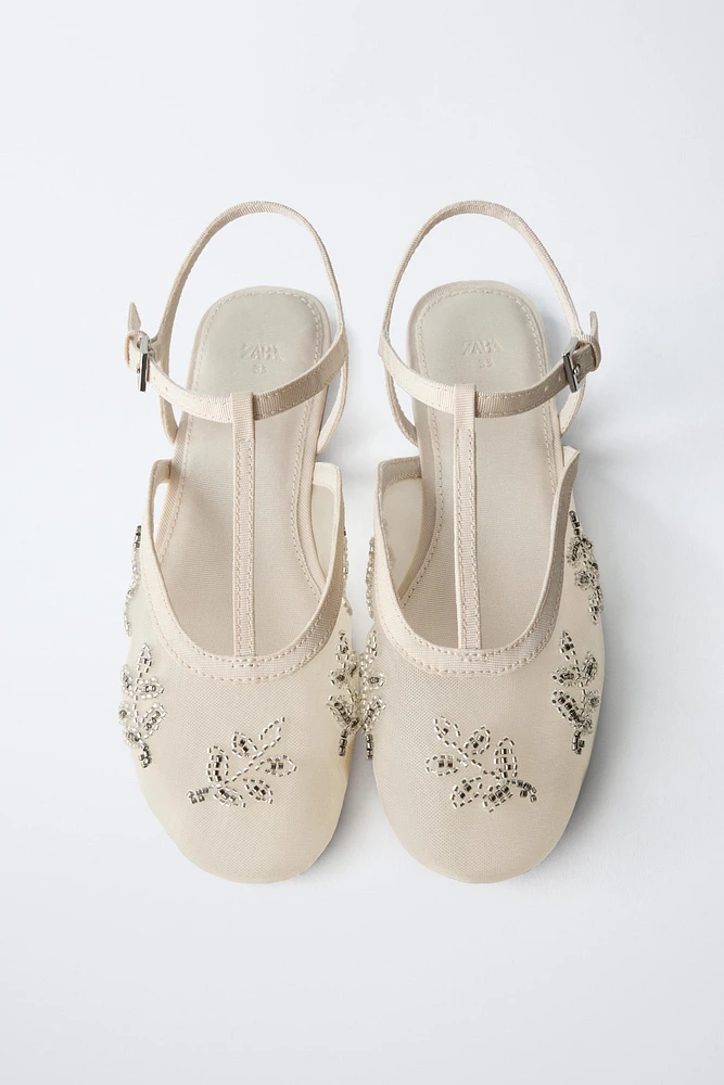 BALLERINES OUVERTES À L'ARRIÈRE BRODÉES FANTAISIE