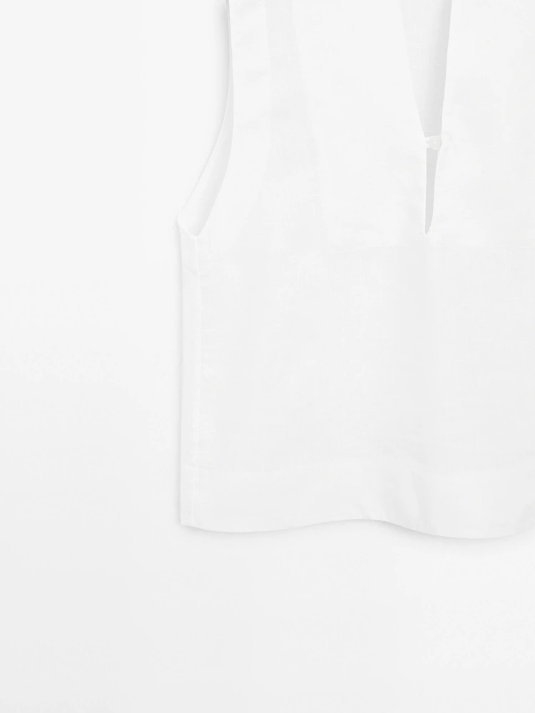 Blouse 100 % lin avec coutures
