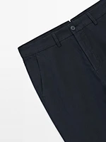 Cotton and linen blend tapered fit trousers