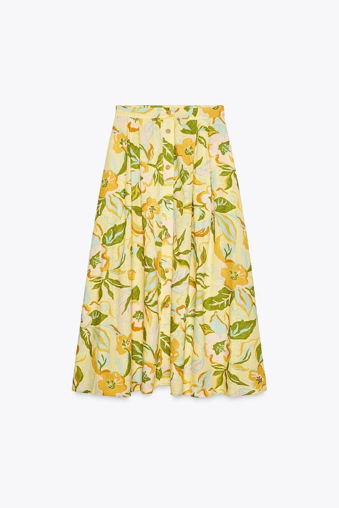 PRINTED LINEN SKIRT