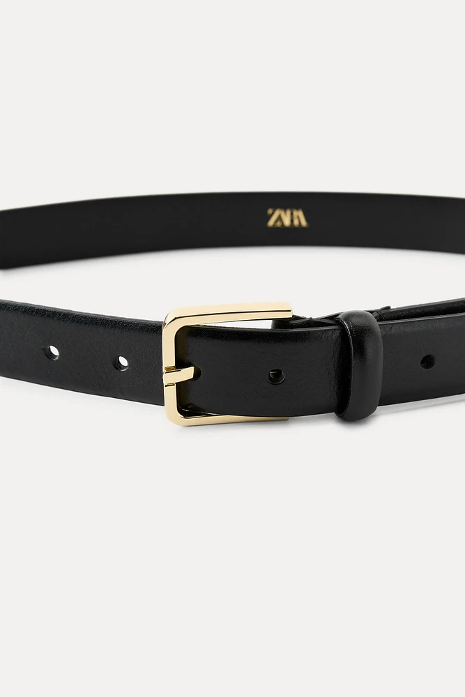 LEATHER BELT WITH SQUARE BUCKLE